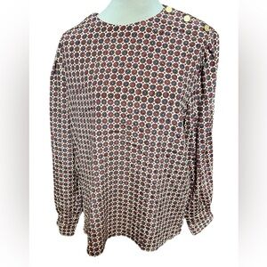 Russ Womens Size 16 Vintage Blouse Blue Red Long Sleeve Buttons Accesso